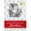 Diamond Ikat Holly Printable Holiday Photo Card - Grey and Red